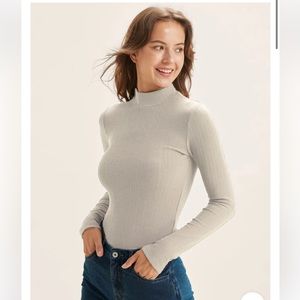 OGL Textured Knit Mock Neck Long Sleeve Top